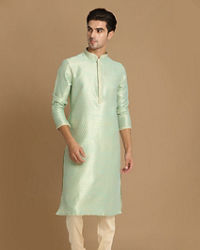 Manyavar Men Light Green Jacquard Kurta Set