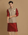 Manyavar Men Bold Brown Waist Coat