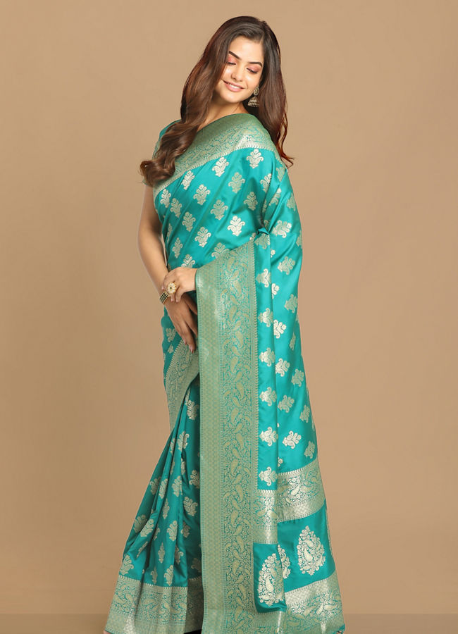 Mohey Women Sensuous Sea Green Saree