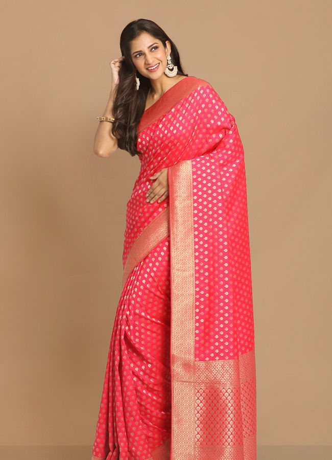 Mohey Women Enchanting Rani Pink Saree