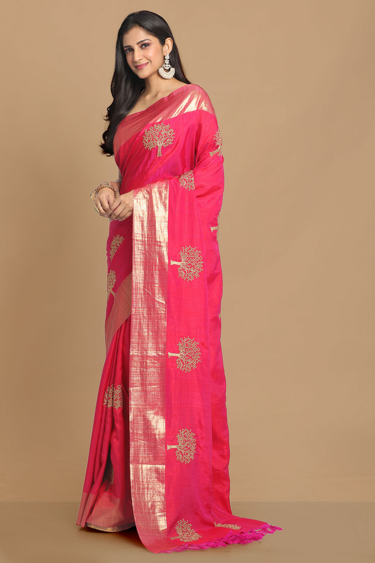 alt message - Mohey Women Traditional Rani Weaved Saree image number 3