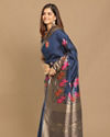 alt message - Mohey Women Trendy Indigo Blue Saree image number 4