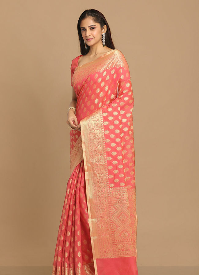 Mohey Women Pink Weaved Saree