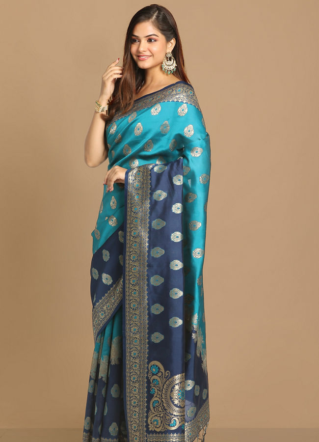 Mohey Women Royal Green Silk Saree