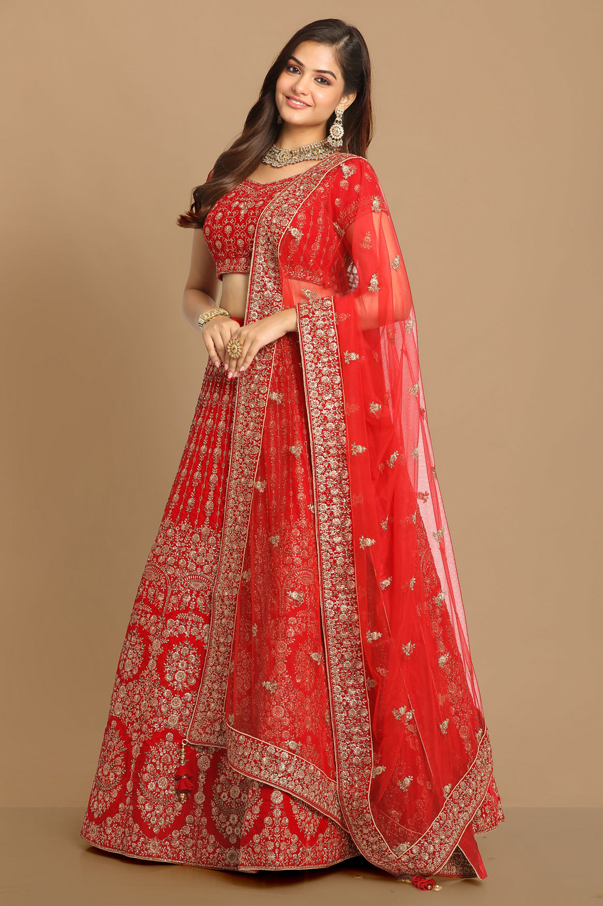 Mohey Women Royal Red Bridal Lehenga