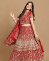 alt message - Mohey Women Magnificent Red Bridal Lehenga image number 2