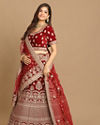 Mohey Women Resplendent Maroon Bridal Lehenga