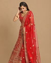 Mohey Women Red Zari Embroidered Bridal Lehenga