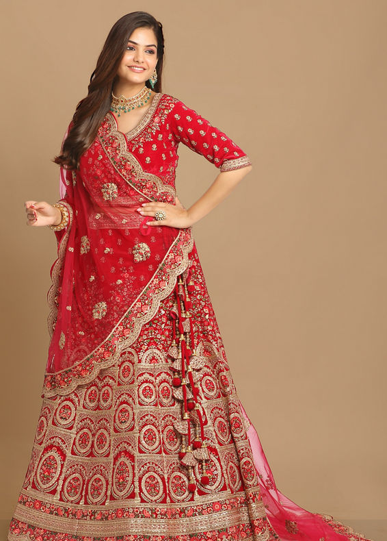 Mohey Women Glamorous Rani Pink Bridal Lehenga