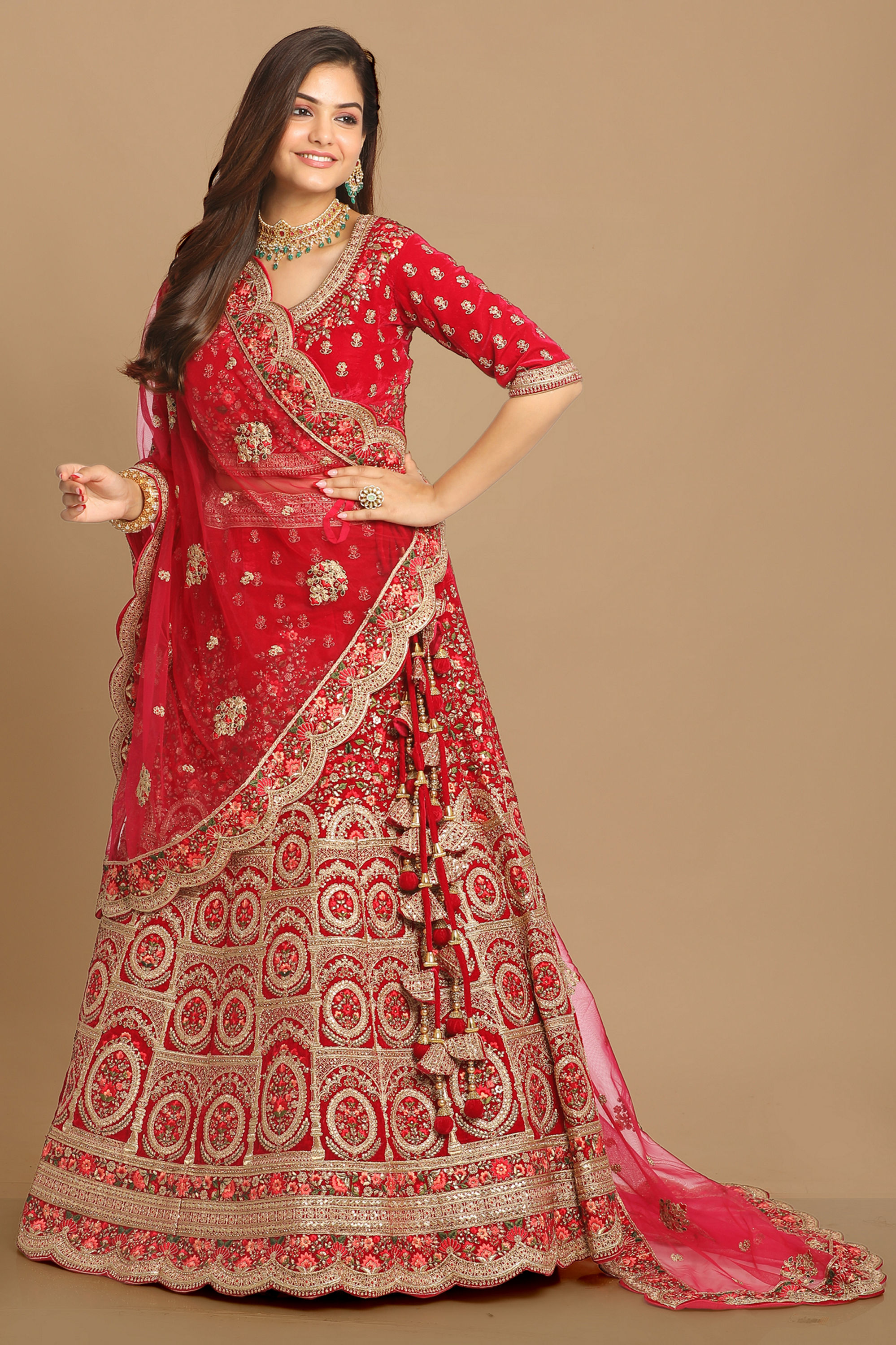Mohey Women Glamorous Rani Pink Bridal Lehenga
