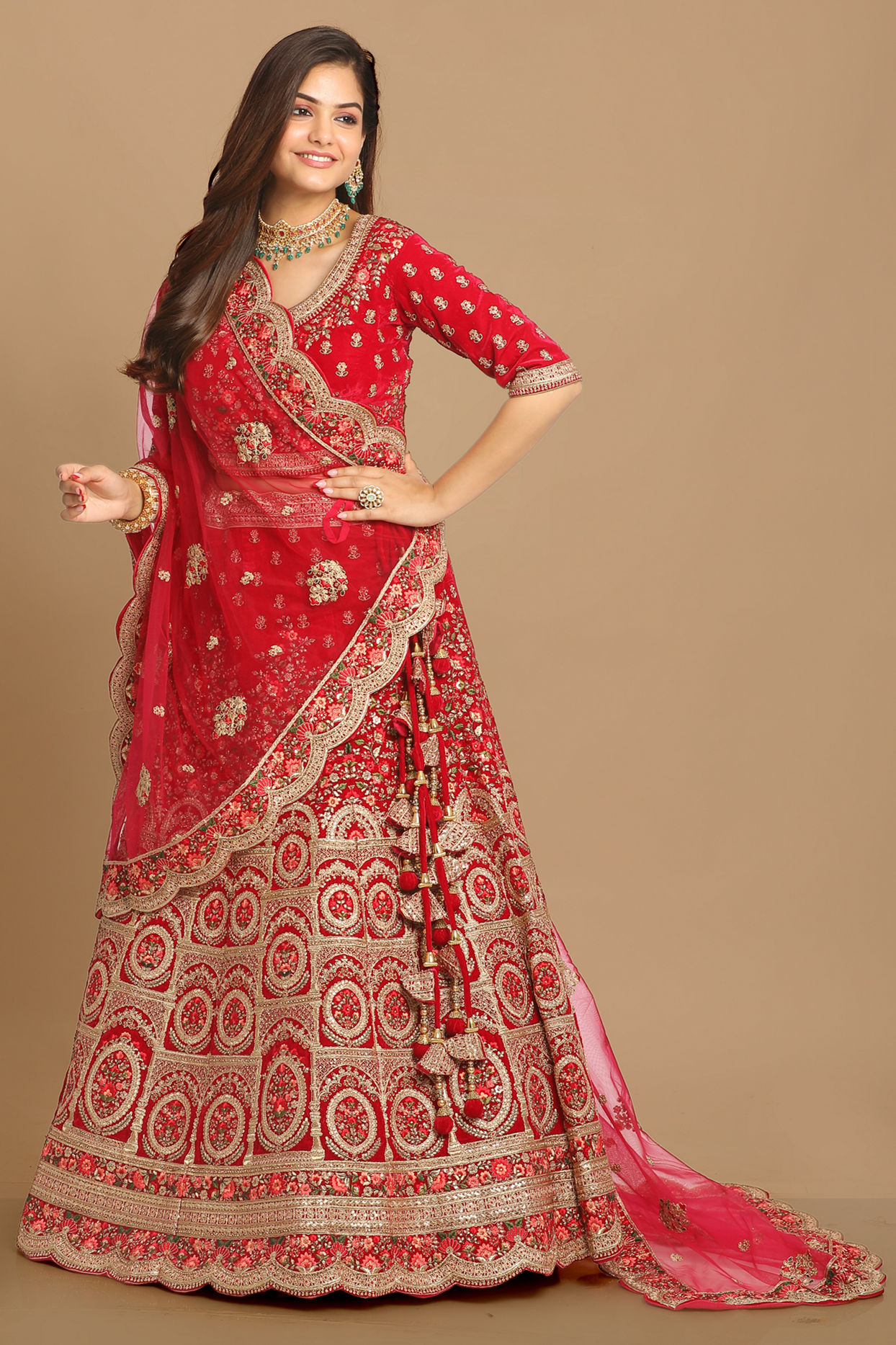 Mohey Women Glamorous Rani Pink Bridal Lehenga