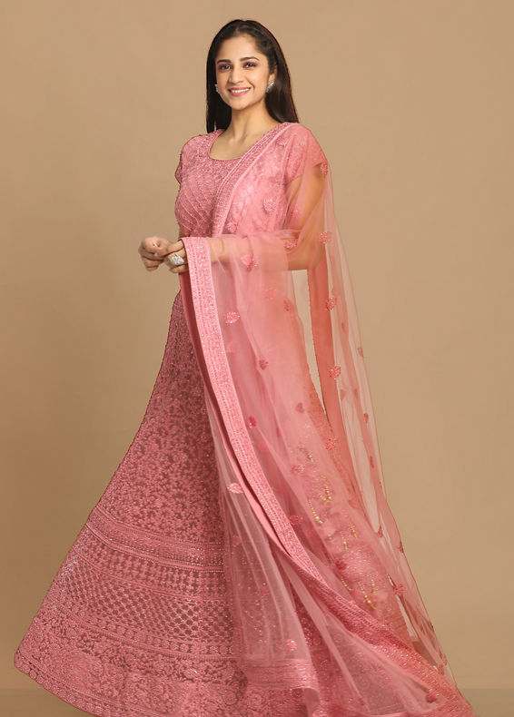 Mohey Women Beautiful Embroidered Pink Lehenga