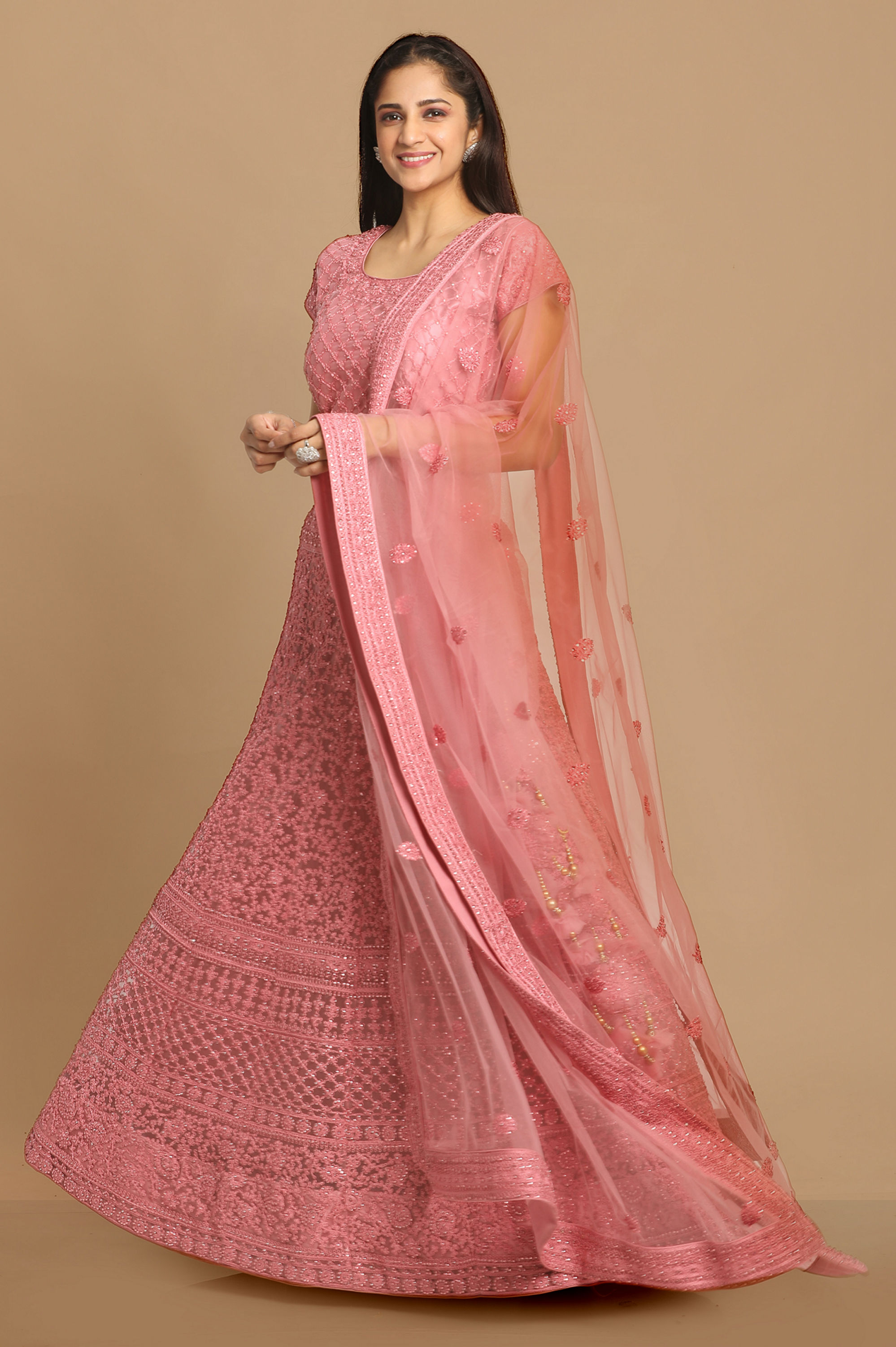 Mohey Women Beautiful Embroidered Pink Lehenga