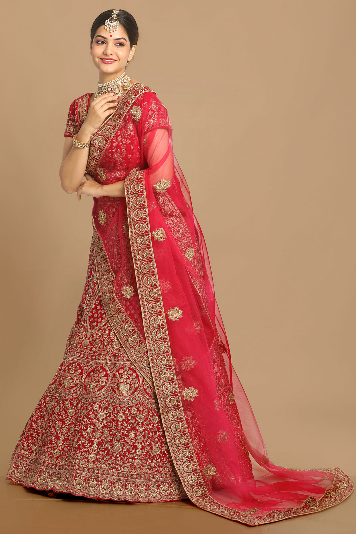 Mohey Women Magnificent Rani Pink Bridal Lehenga