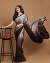 Partywear Wine And Grey Saree image number 3