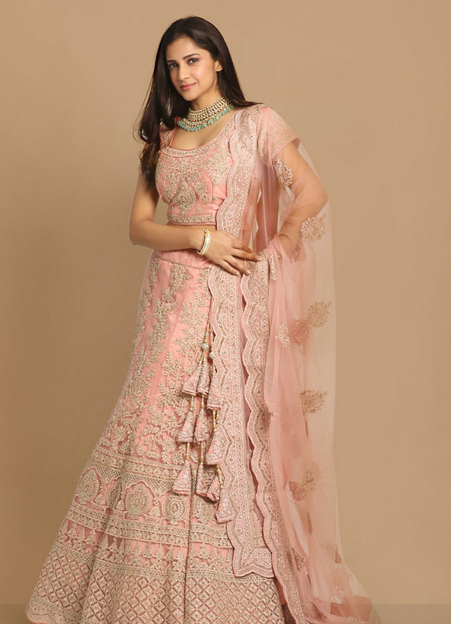 alt message - Mohey Women Elegant Pink Designer Lehenga image number 2