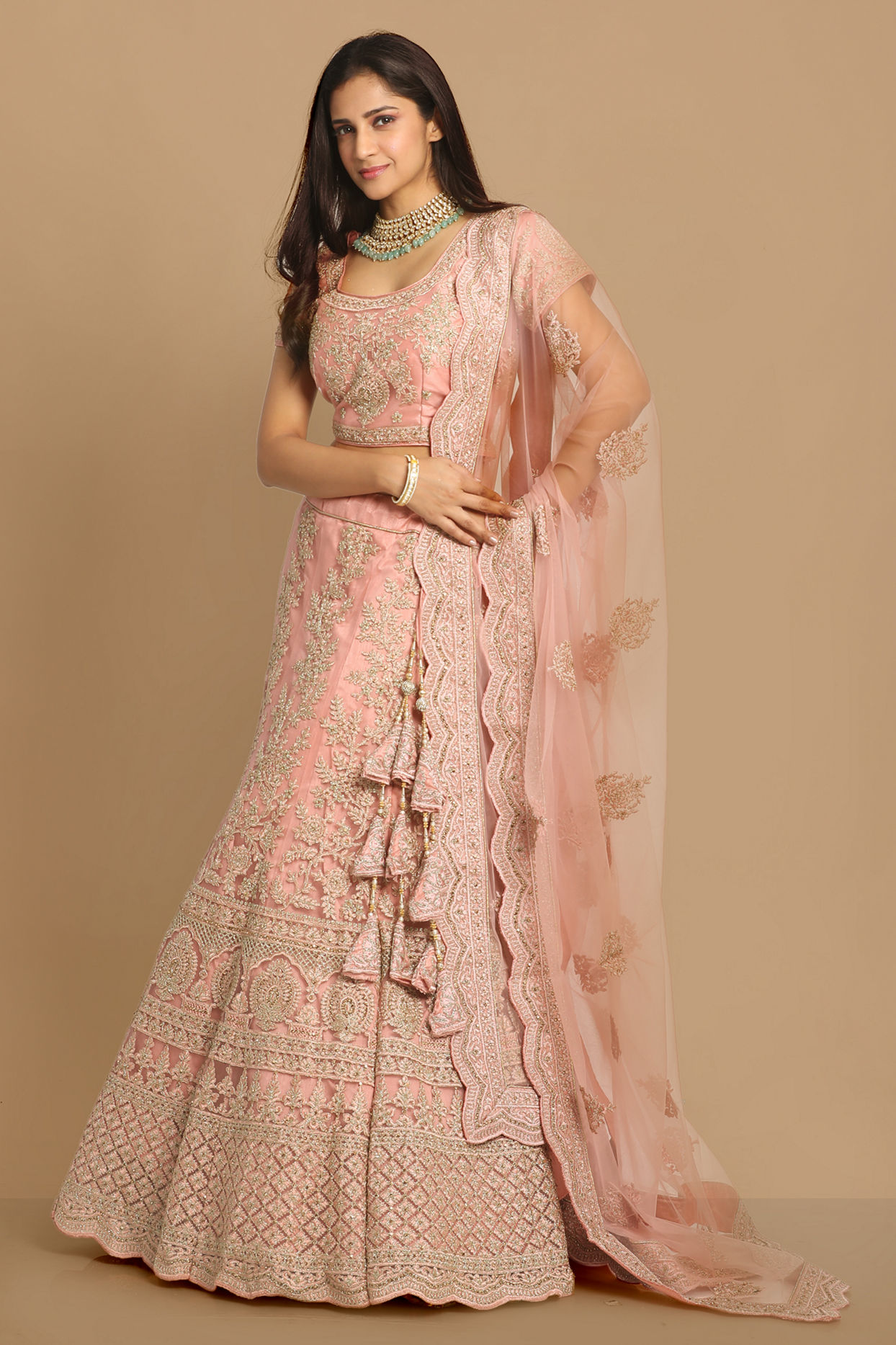 alt message - Mohey Women Elegant Pink Designer Lehenga image number 2