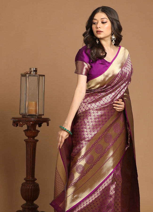 Mohey Women Royal Purple Saree