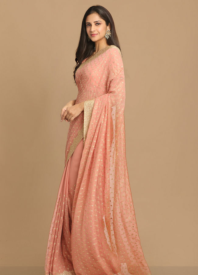 Mohey Women Georgeous Pink Saree image number 4