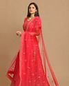 Mohey Women Ravishing Red Bridal Lehenga