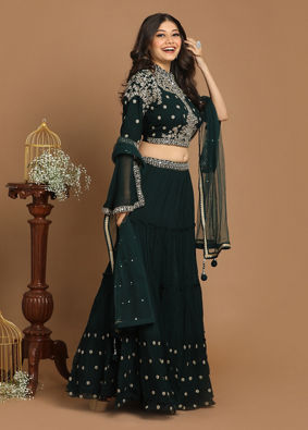 Mohey Women Dark Green Lehenga image number 2