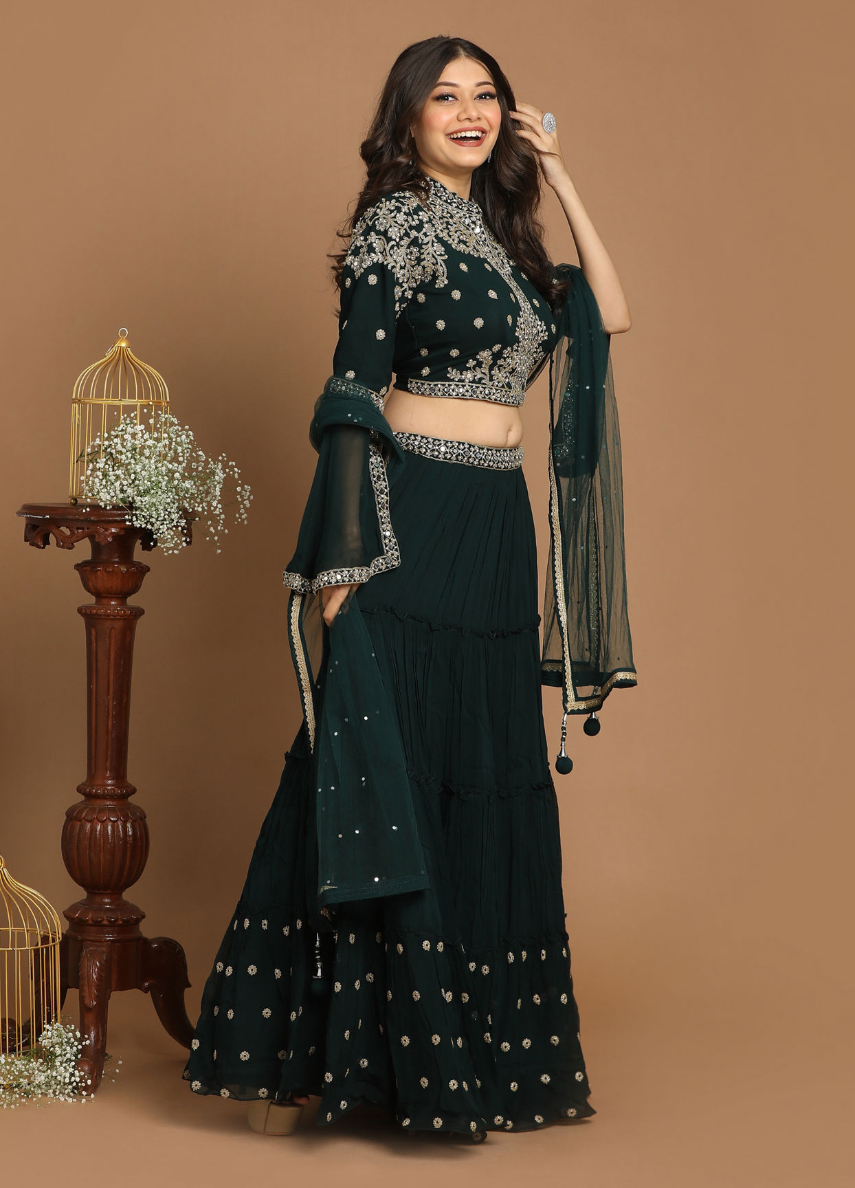 Mohey Women Dark Green Lehenga image number 2