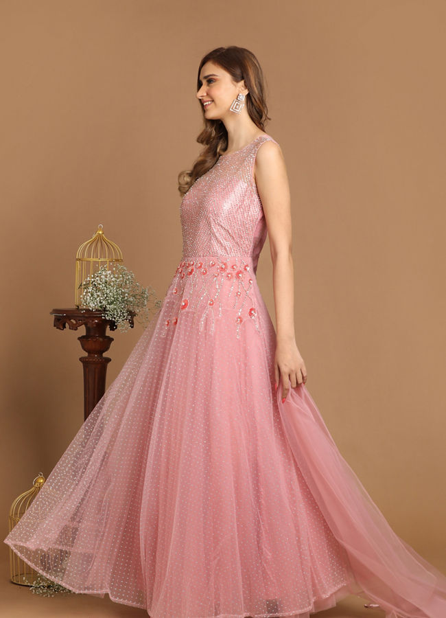 livewear Women Gown Pink Dress - Buy livewear Women Gown Pink Dress Online  at Best Prices in India