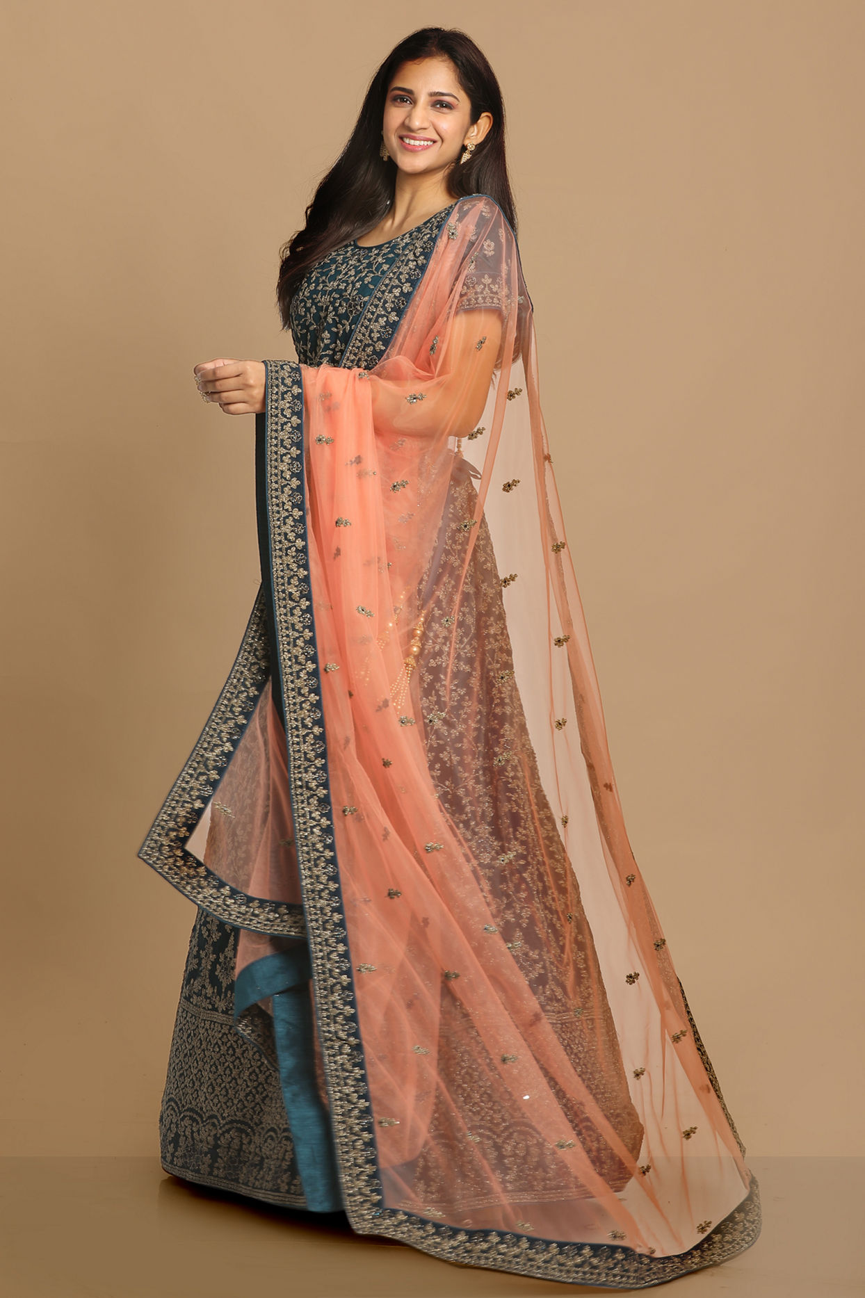 Mohey Women Exotic Blue Georgette Lehenga
