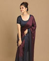 Mohey Women Gorgeous Wine And Indigo Saree