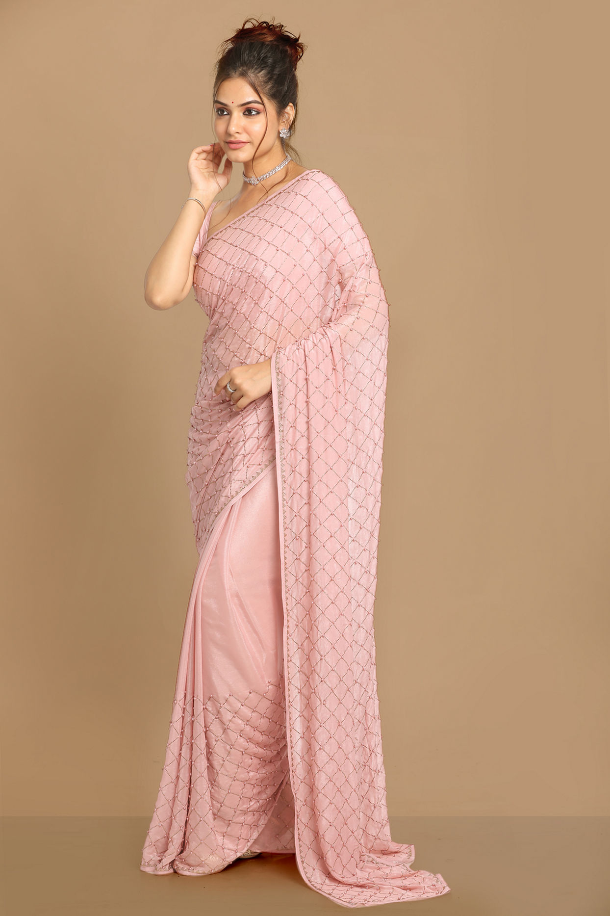 Mohey Women Princessy Pink Saree