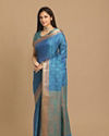 alt message - Mohey Women Glamorous Blue Designer Saree image number 4