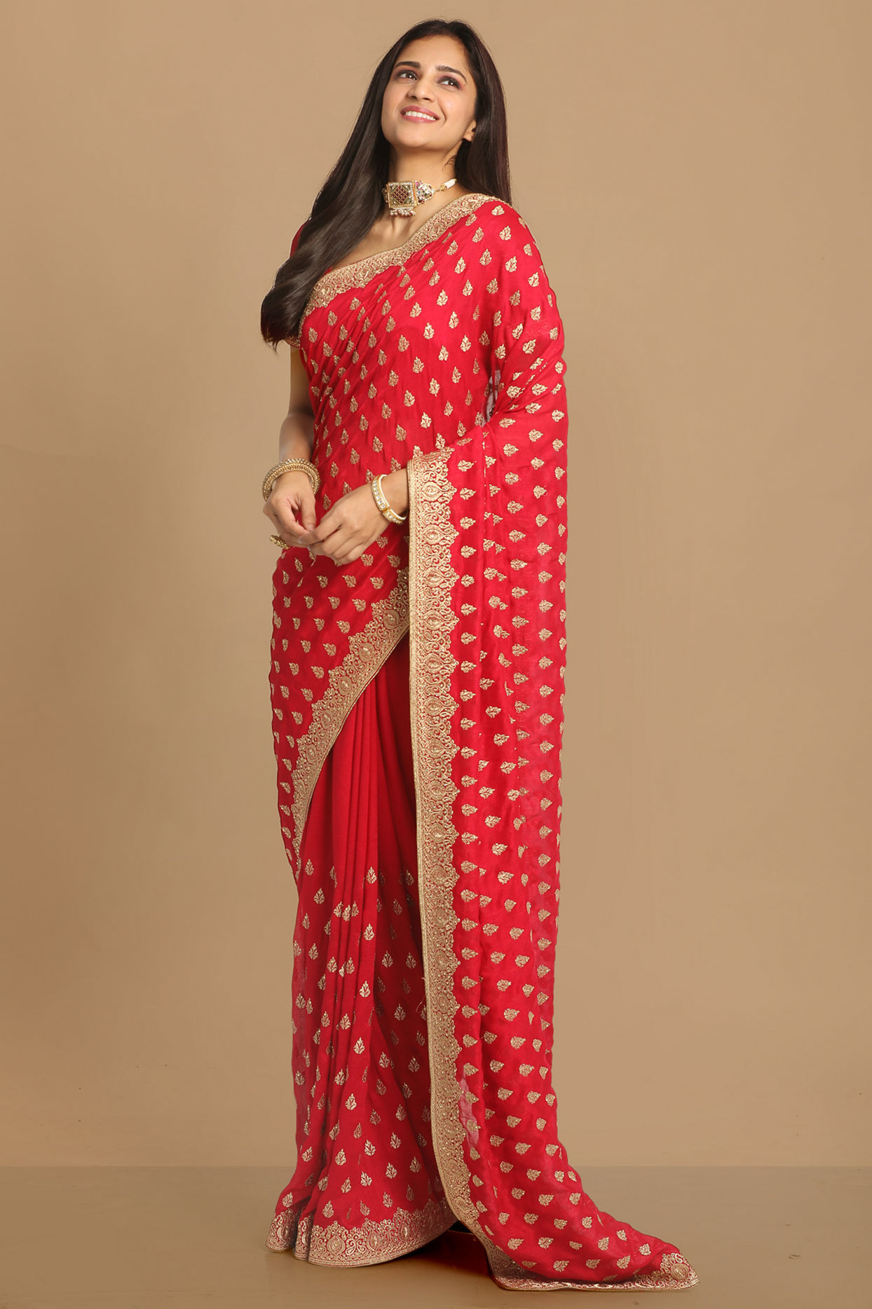 Mohey Women Enigmatic Rani Pink Saree