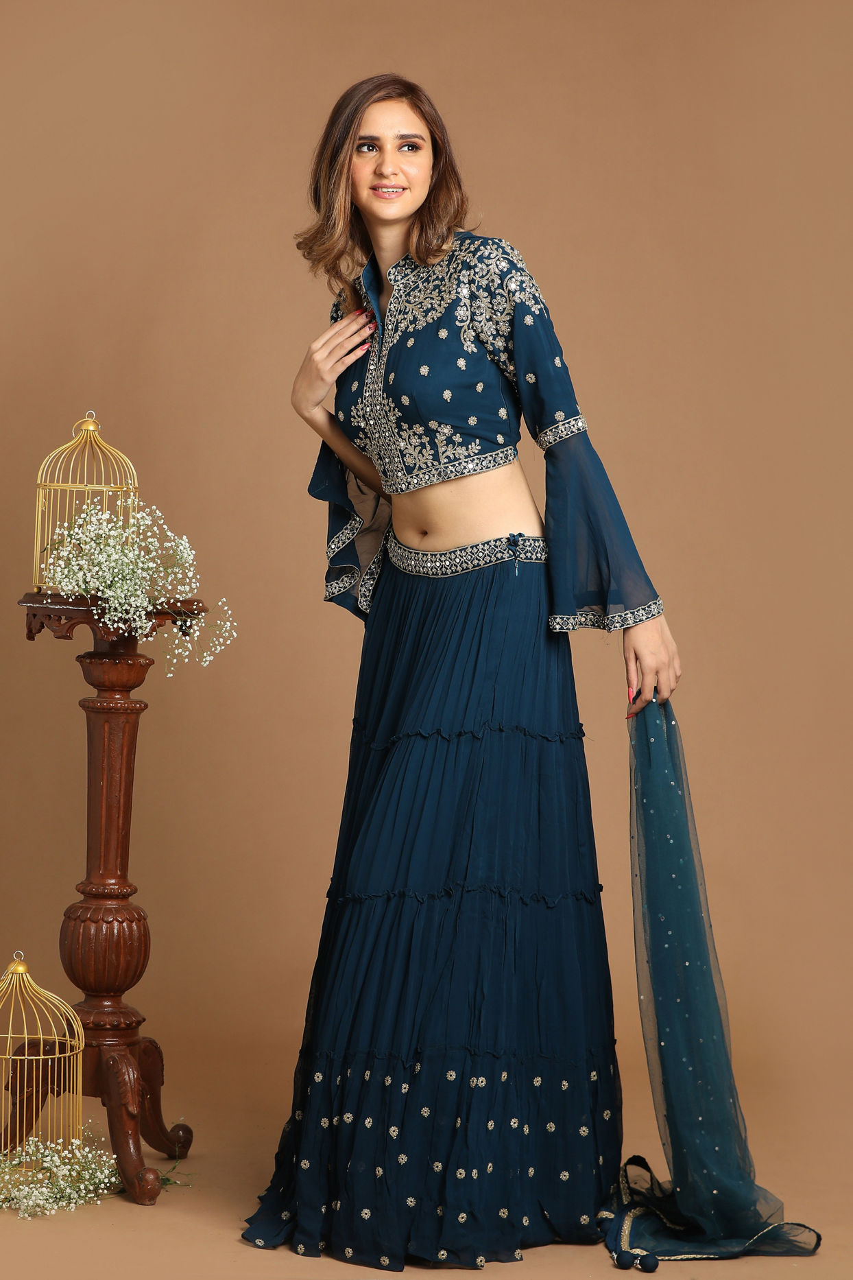 Mohey Women Glamorous Dark Blue Lehenga
