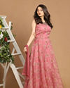 Mohey Women Pink Organza Stitched Suit