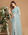 Light Blue Net Saree image number 3