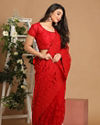 Mohey Women Gorgeous Red Net Saree