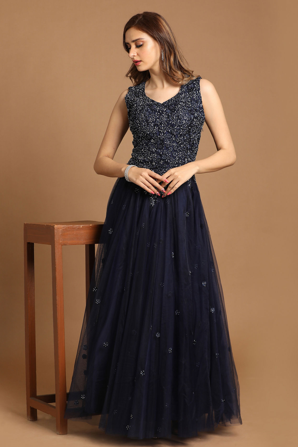 Buy Bold Blue Gown Online in India @Mohey - Indo Western for Women