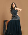 Mohey Women Vibrant Blue Fusion Lehenga