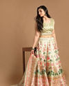 Glimmery Green Floral Print Lehenga image number 2