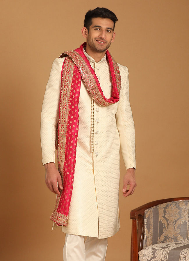 Manyavar Men Charismatic Cream Sherwani