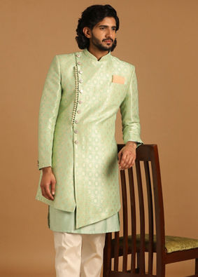 Playful Green Indo Western Set image number 1