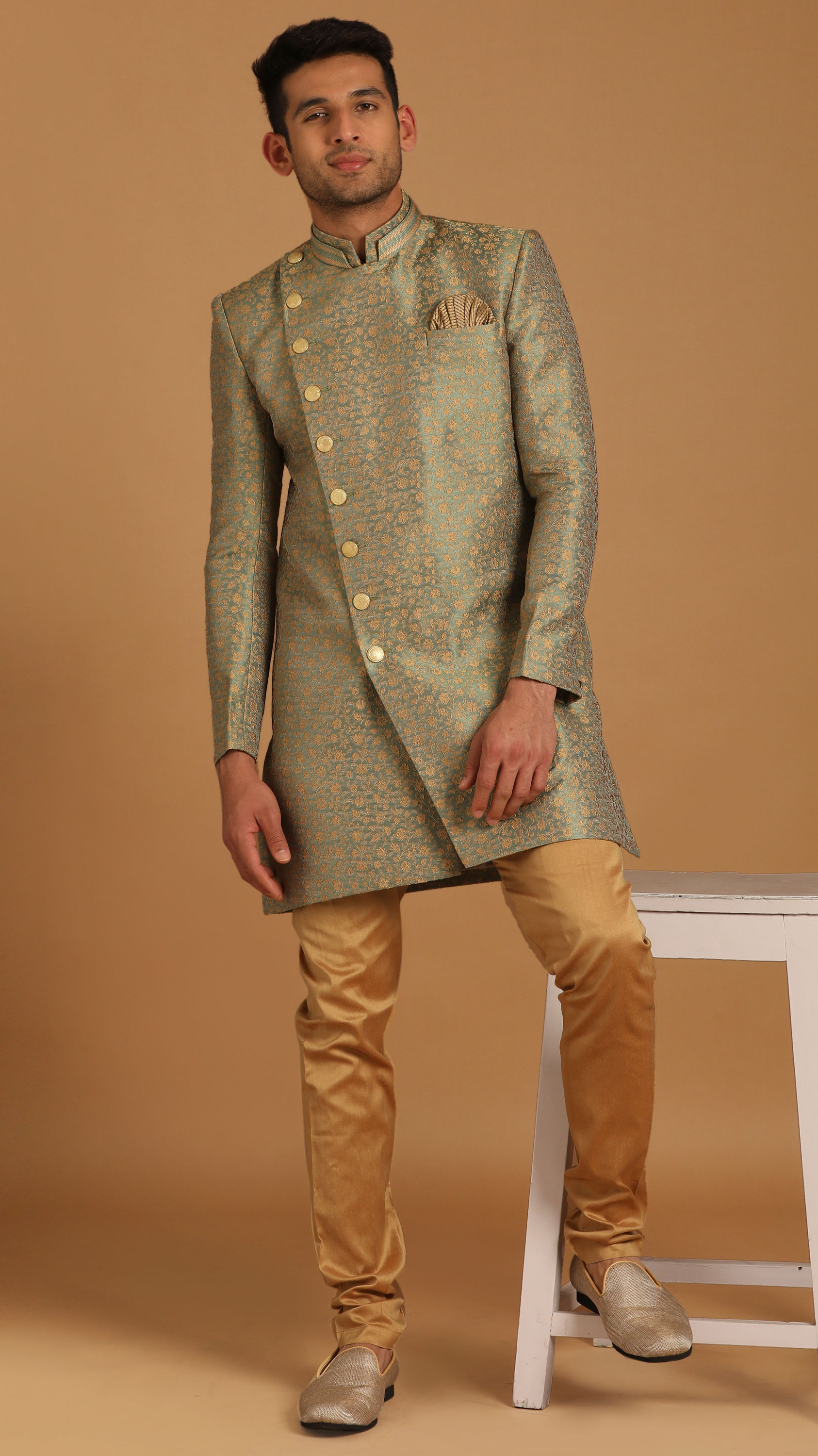 Manyavar Men Classy Green Indo Western