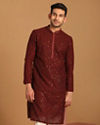 Manyavar Men Maroon Georgette Kurta Set