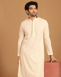 Manyavar Men Faded Pink Chikankari Kurta Set
