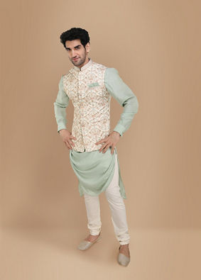 Lavish Cream Kurta Jacket Set image number 1