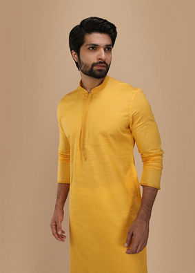 Canary Yellow Solid Kurta Set image number 0