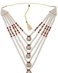 Manyavar Men Layered Gold And Red Mala