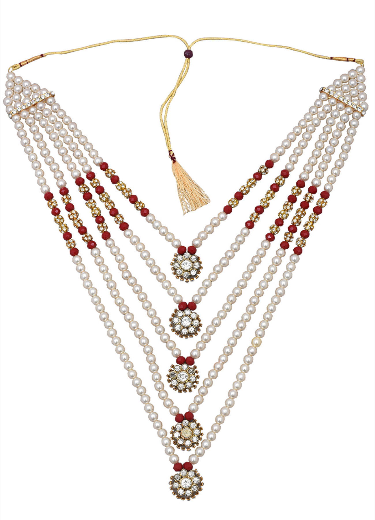 Manyavar Men Layered Gold And Red Mala