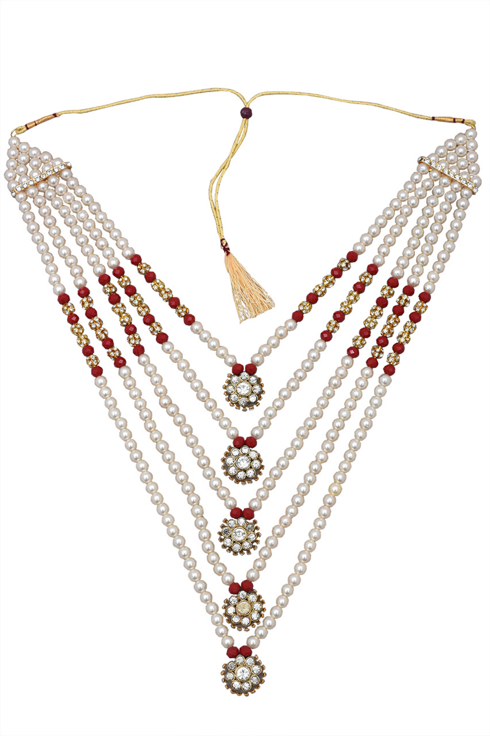 Manyavar Men Layered Gold And Red Mala