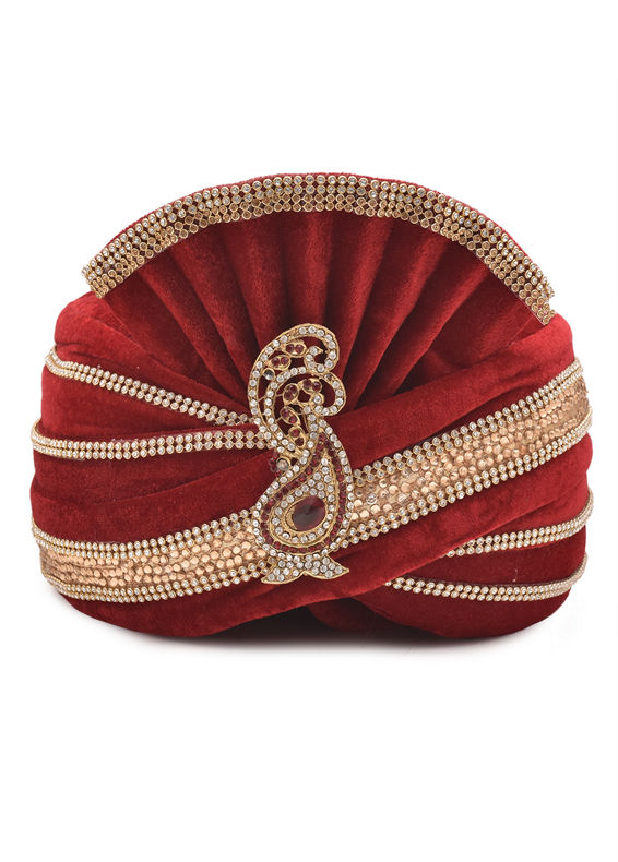 Manyavar Men Attractive Maroon Safa